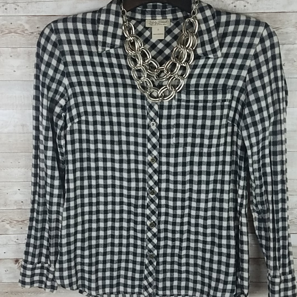 Lucky Brand, 0005, Black/White checkered top, Sz S